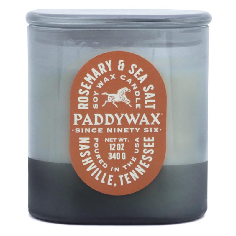 Paddywax Vista Scented Candle with Lid in Reusable Tonal Glass Jar, Clean-Burn 2-Wick Soy Candle with Approx. 84 Hour Burn Time, Decorative Gift Candles for Home, Rosemary & Sea Salt, 12 oz - Image 1